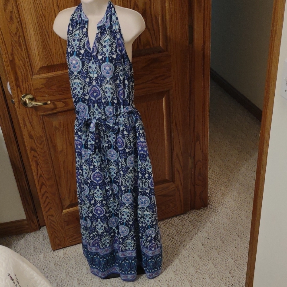 Talbots Blue and Purple Floral Maxi Dress - Picture 2 of 12